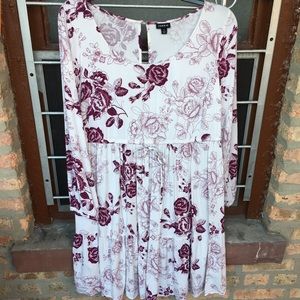 Torrid floral tie waist boho long sleeve purple 1x